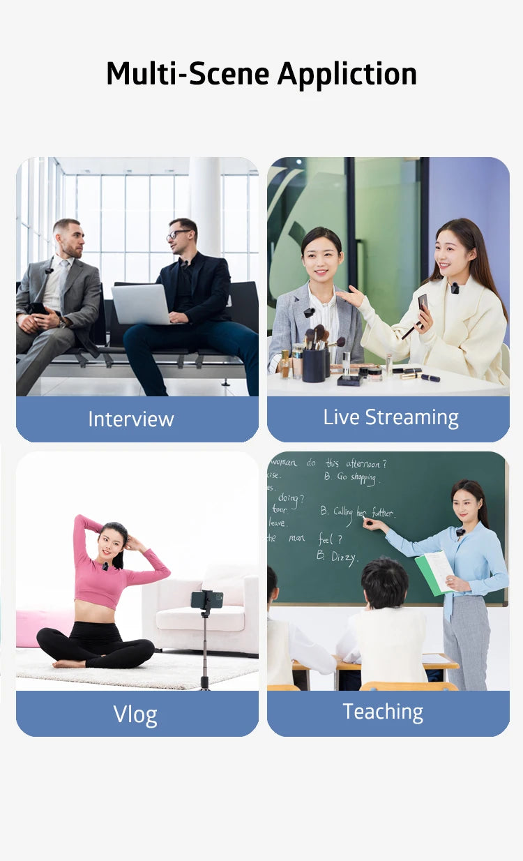 Wireless Mic Wireless Microphone Transmitter Wireless Go 2 with 50m Transmission and Big Charging case