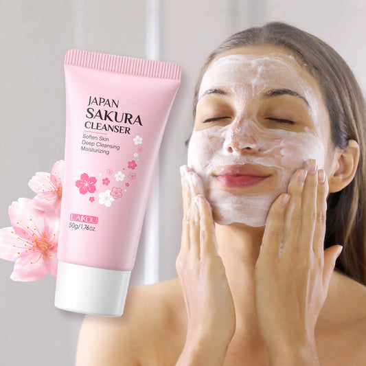 SAKURA Skincare Set Complete Facial Care Including Eye Cream, Cleanser, Facial Oil, Lip Mask, PeelOff Mask Moisturizing For ALL