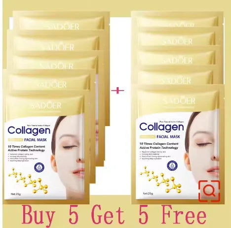 10pcs Korean Collagen Anti Wrinkle Facial Mask Skin Moisturizing Brightening Skincare Mask