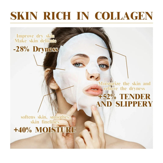 10pcs Korean Collagen Anti Wrinkle Facial Mask Skin Moisturizing Brightening Skincare Mask