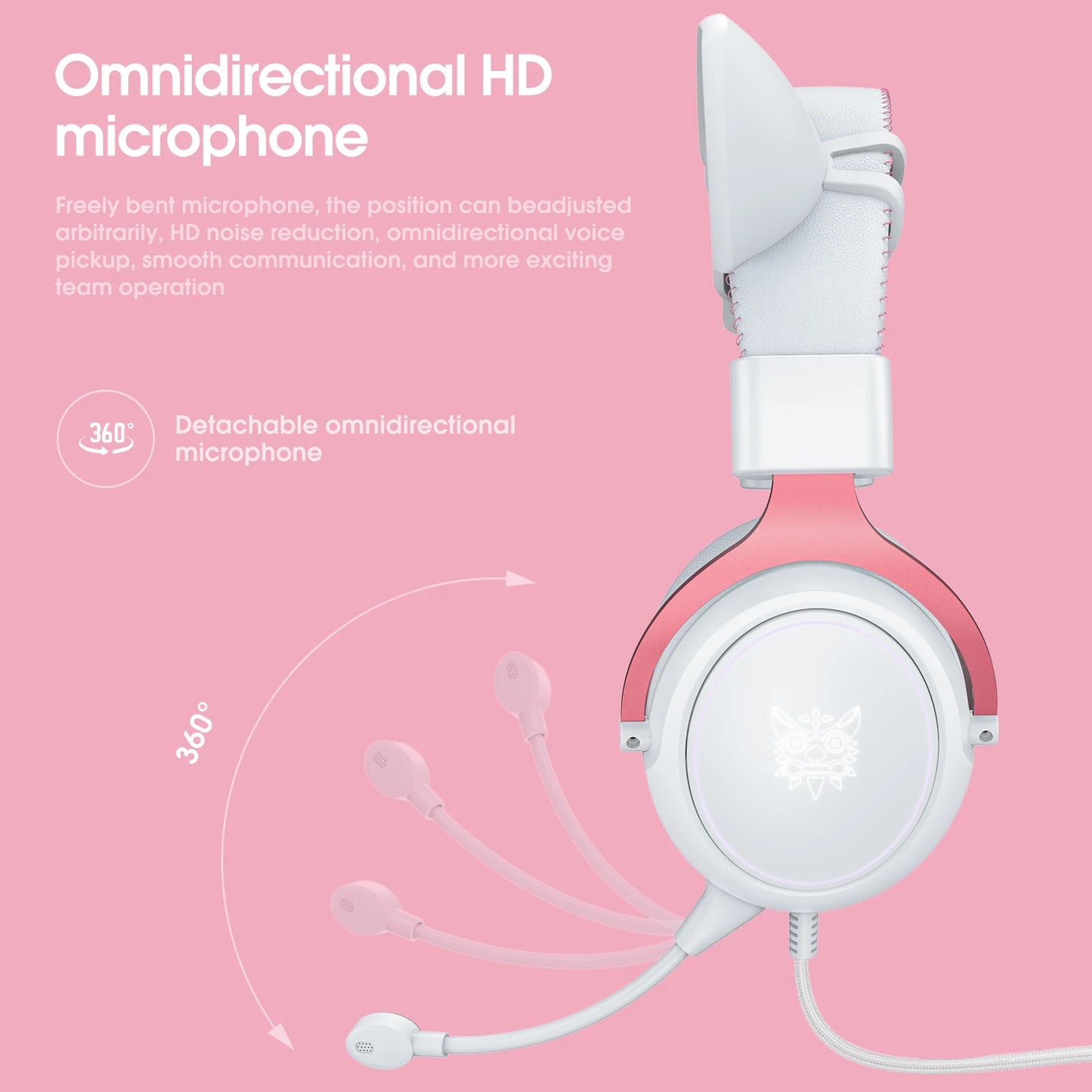 ONIKUMA X10 Wired Gaming Headset with HD Microphone Dynamic RBG Lighting Gaming Headset for PC Gamers Earphone with Cow Horn