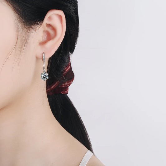 New 925 Sterling Silver Earrings Inlaid Zircon Crystal Ear For Girls Glamour Jewelry Gifts