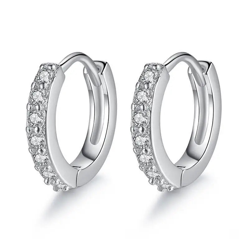 Earrings for Women Girls Simple Crystal 925 Sterling Silver Stamped Jewelry