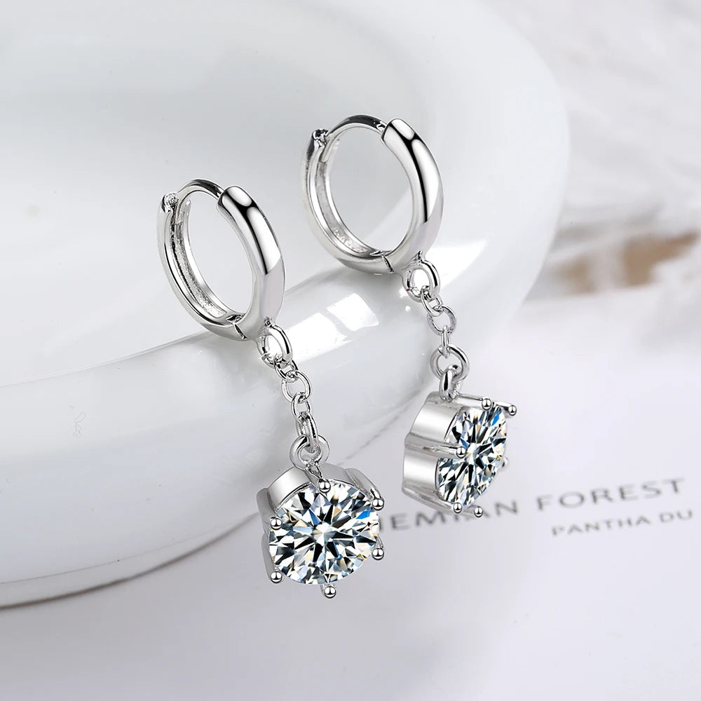 New 925 Sterling Silver Earrings Inlaid Zircon Crystal Ear For Girls Glamour Jewelry Gifts