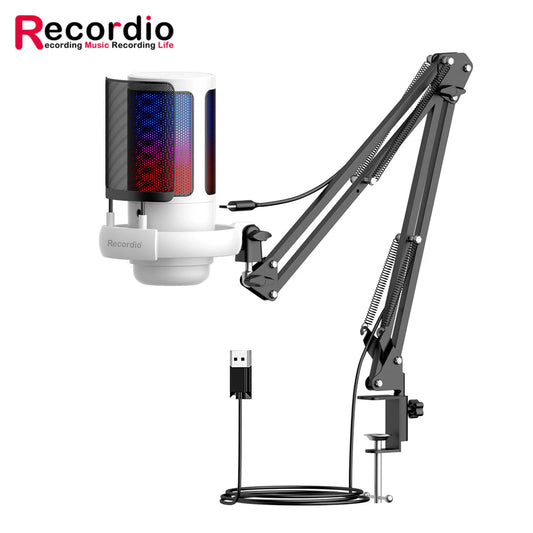 GAM-ME6S+ Wholesale Hot Sale Podcast Condenser Microphone RGB Lighting Desktop Gaming Mic