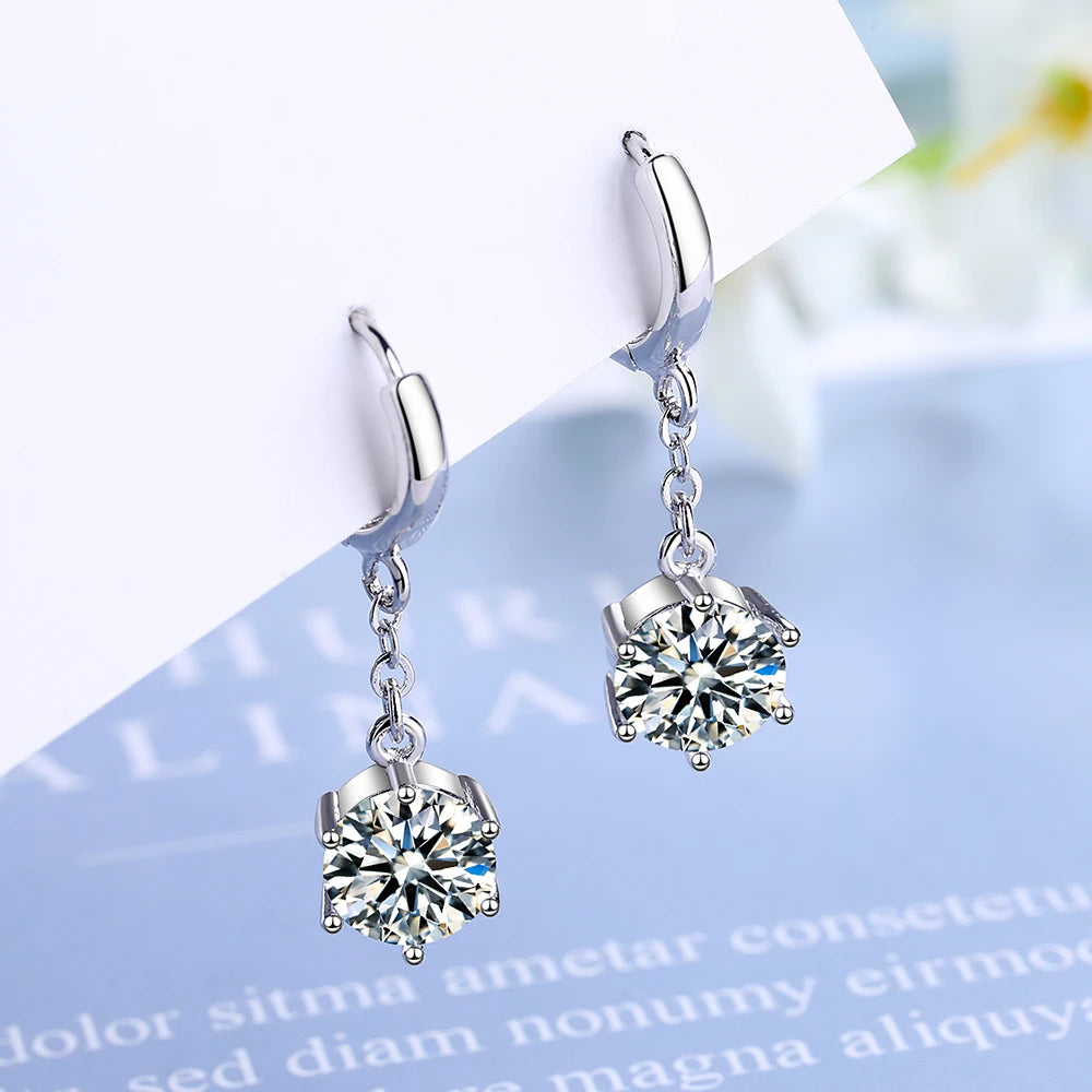 New 925 Sterling Silver Earrings Inlaid Zircon Crystal Ear For Girls Glamour Jewelry Gifts