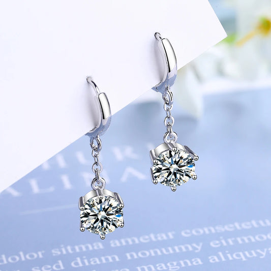 New 925 Sterling Silver Earrings Inlaid Zircon Crystal Ear For Girls Glamour Jewelry Gifts