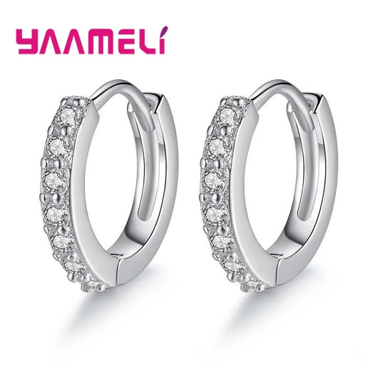 Earrings for Women Girls Simple Crystal 925 Sterling Silver Stamped Jewelry