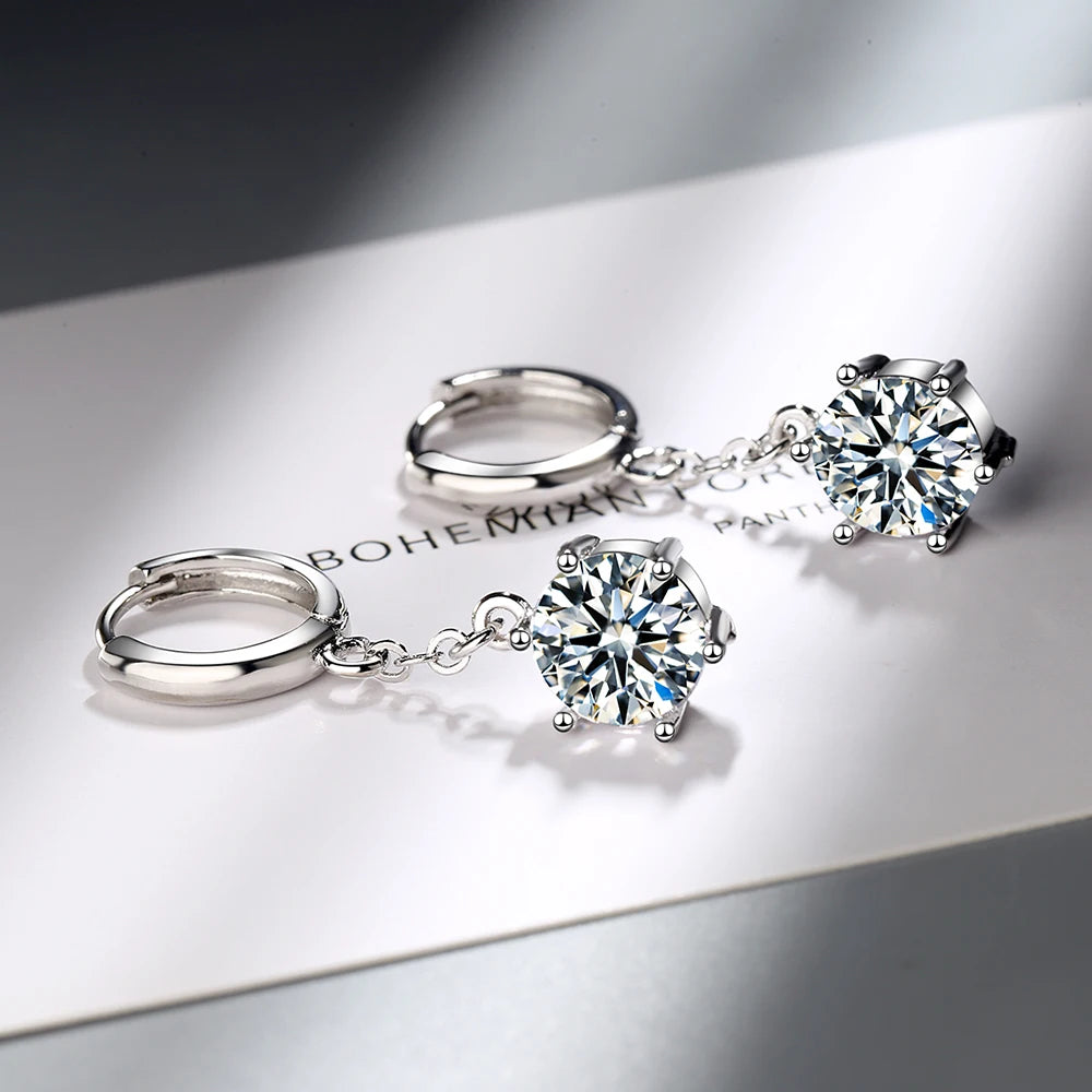 New 925 Sterling Silver Earrings Inlaid Zircon Crystal Ear For Girls Glamour Jewelry Gifts