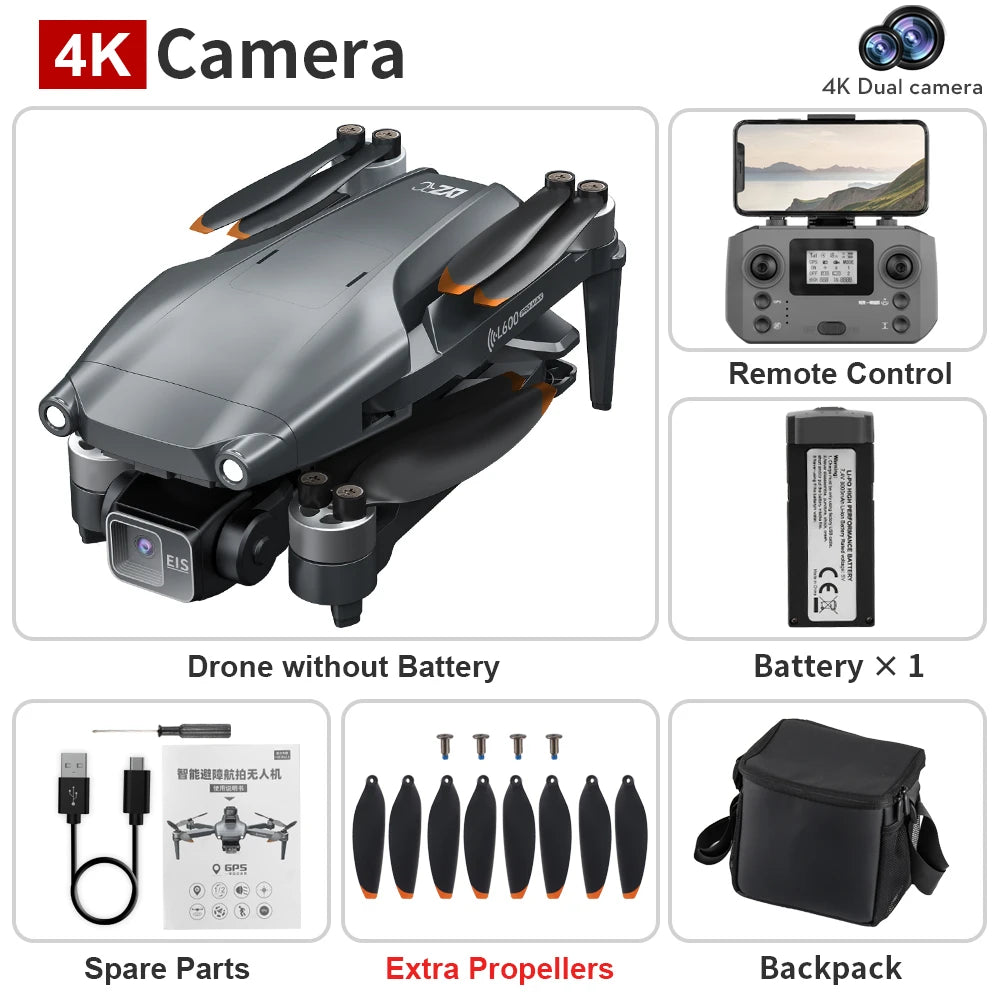 XUEREN L600 PRO MAX RC Drone 4K 3-Axis PTZ HD Dual Camera