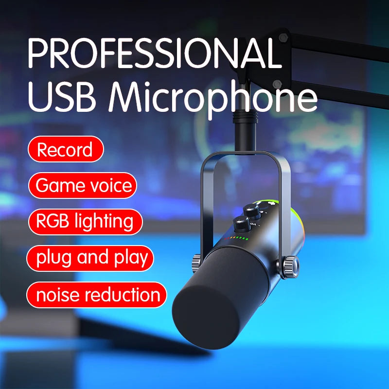 EASEMELO EM700 Professional Desktop Mic for PC Laptop USB C XLR Dynamic Broadcasting Microphone for Podcasting