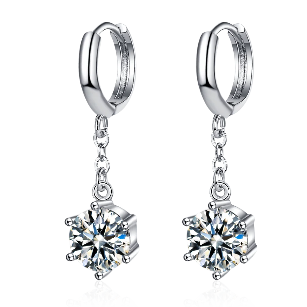 New 925 Sterling Silver Earrings Inlaid Zircon Crystal Ear For Girls Glamour Jewelry Gifts