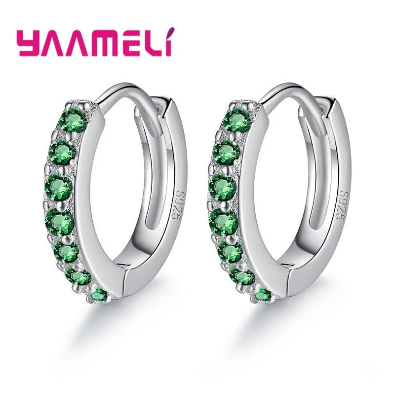 Earrings for Women Girls Simple Crystal 925 Sterling Silver Stamped Jewelry