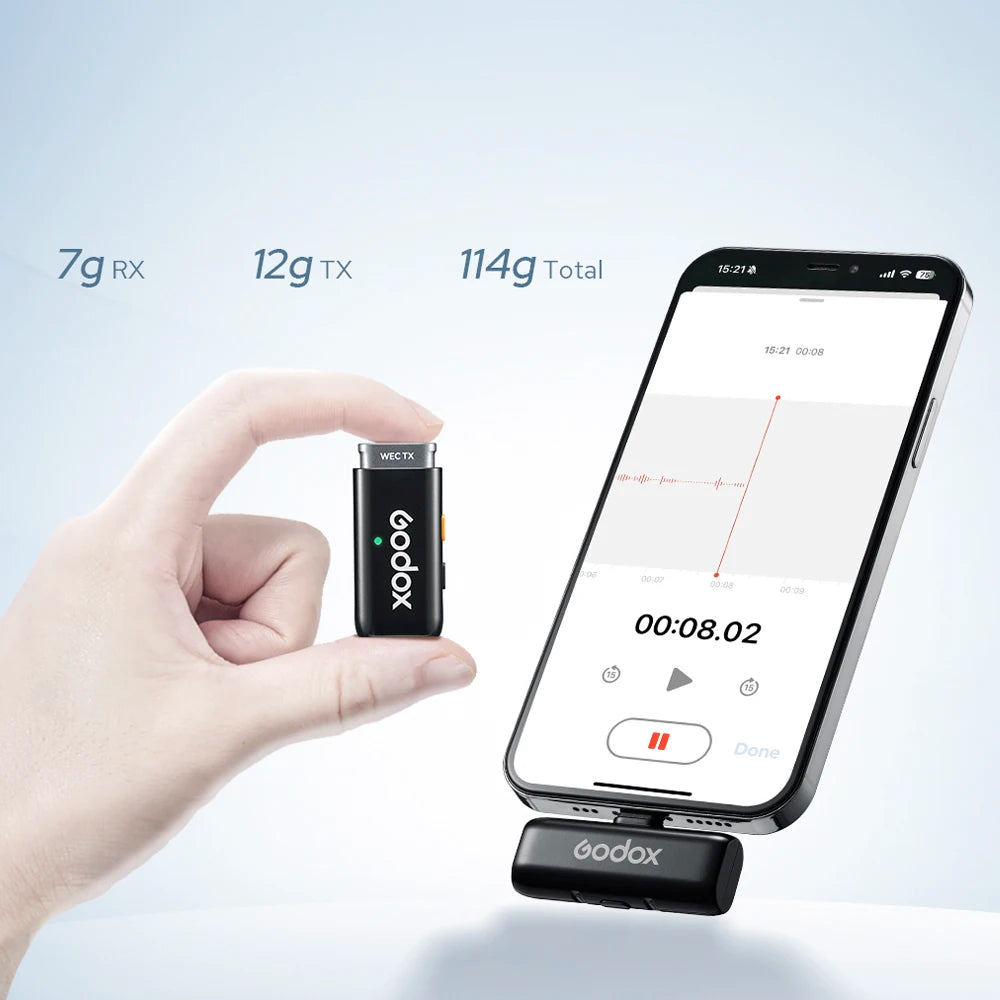 Godox Wireless Lavalier Microphone for Lightning 8H Battery Life Dual Channel 2.4G