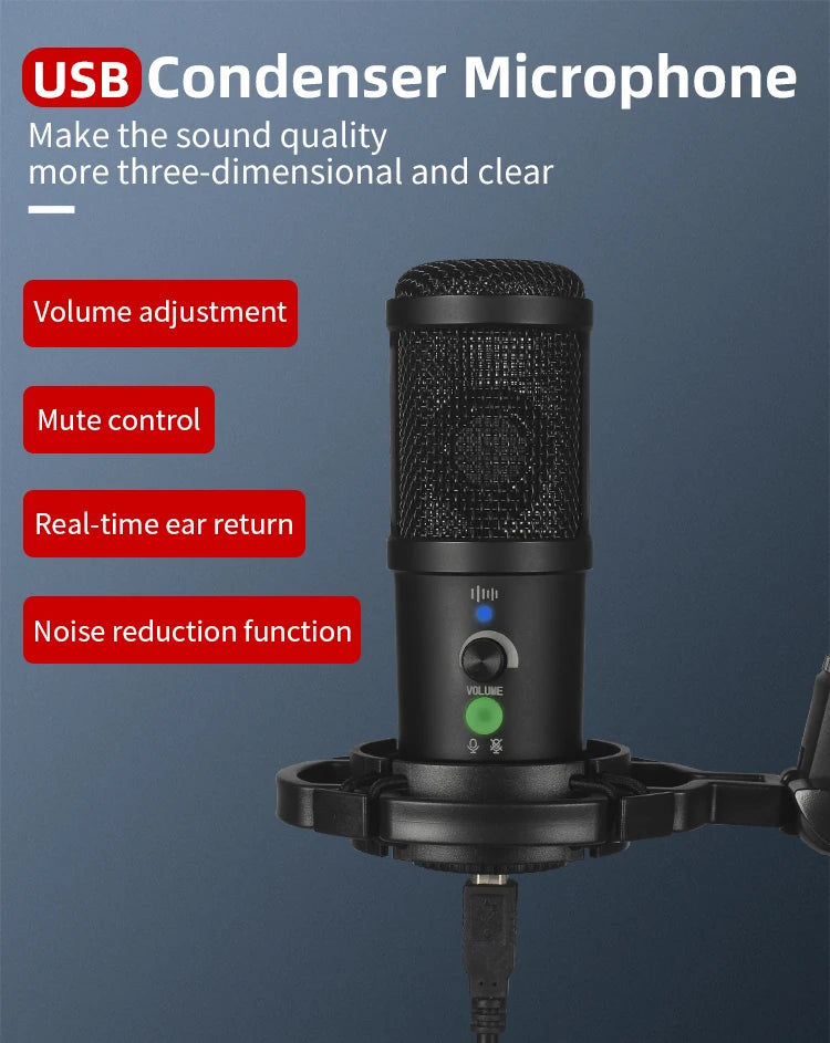 Good Quality BM-66 Metal Kit Large Diaphragm Stereo USB Condenser Microphone Desktop Mic for Recording