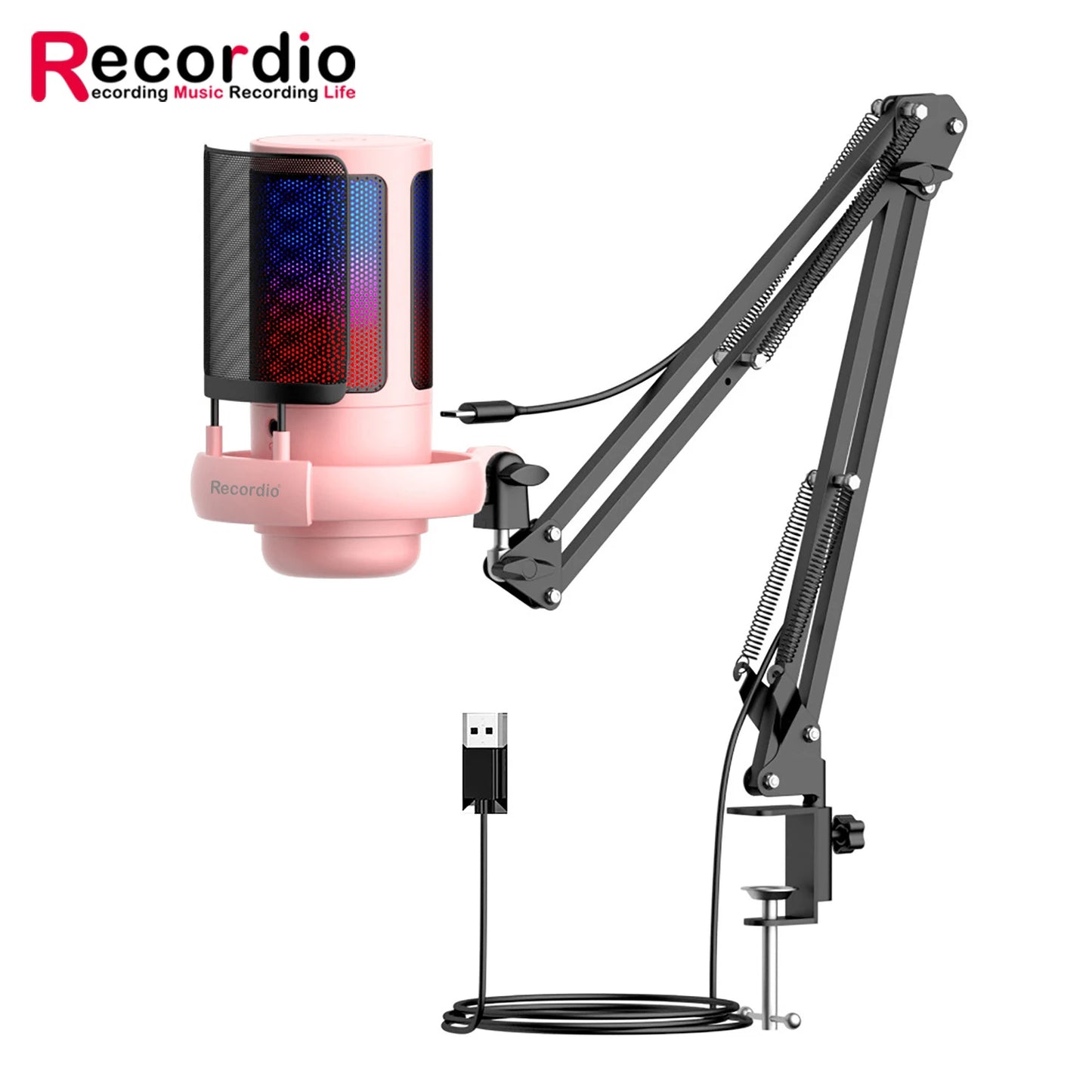 GAM-ME6S+ Wholesale Hot Sale Podcast Condenser Microphone RGB Lighting Desktop Gaming Mic