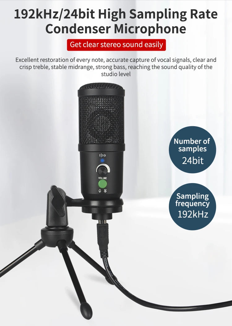 Good Quality BM-66 Metal Kit Large Diaphragm Stereo USB Condenser Microphone Desktop Mic for Recording