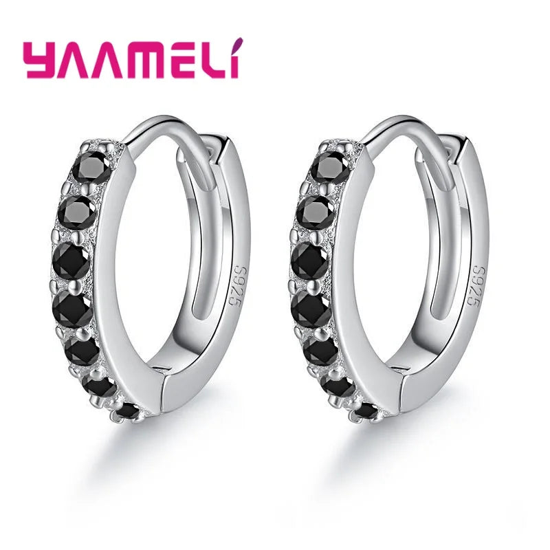 Earrings for Women Girls Simple Crystal 925 Sterling Silver Stamped Jewelry