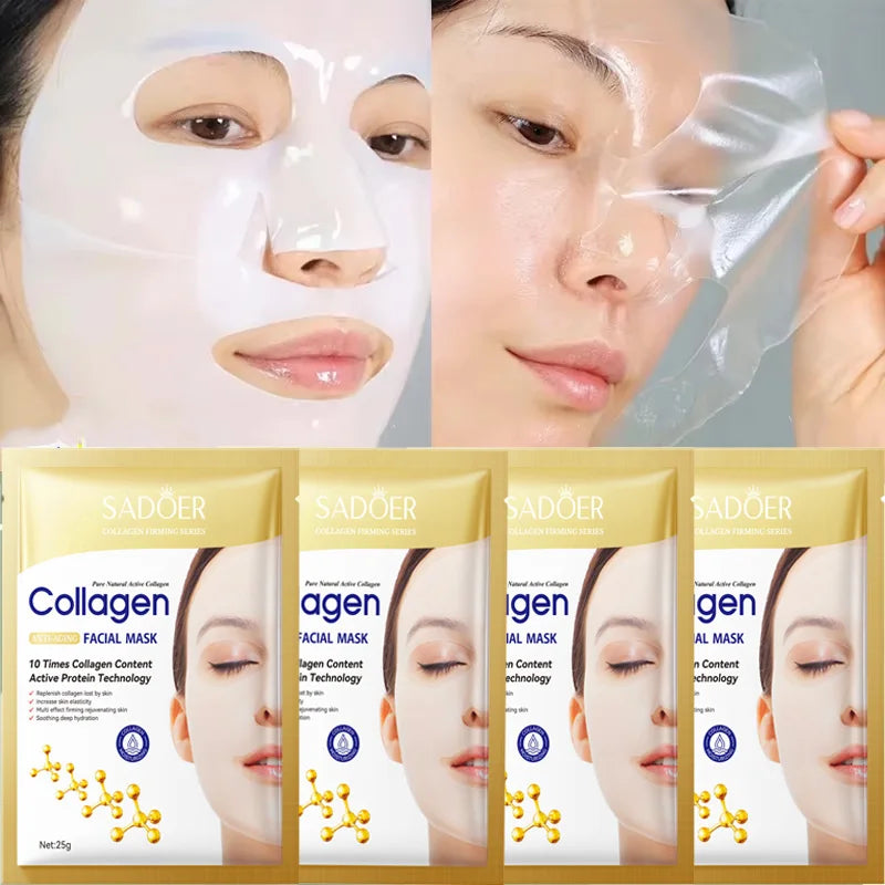10pcs Korean Collagen Anti Wrinkle Facial Mask Skin Moisturizing Brightening Skincare Mask