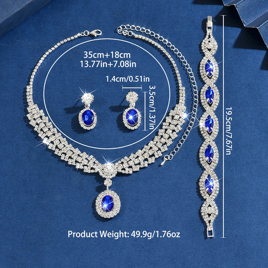 Diamond Set Necklace, Earrings, Bracelet, Bridal, Wedding,