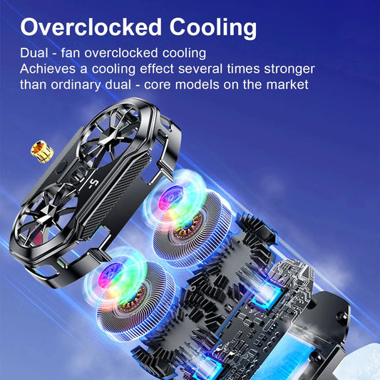 Mobile Phone Cooler Dual Fan Cooling Mobile Gaming E-Sports Cooling