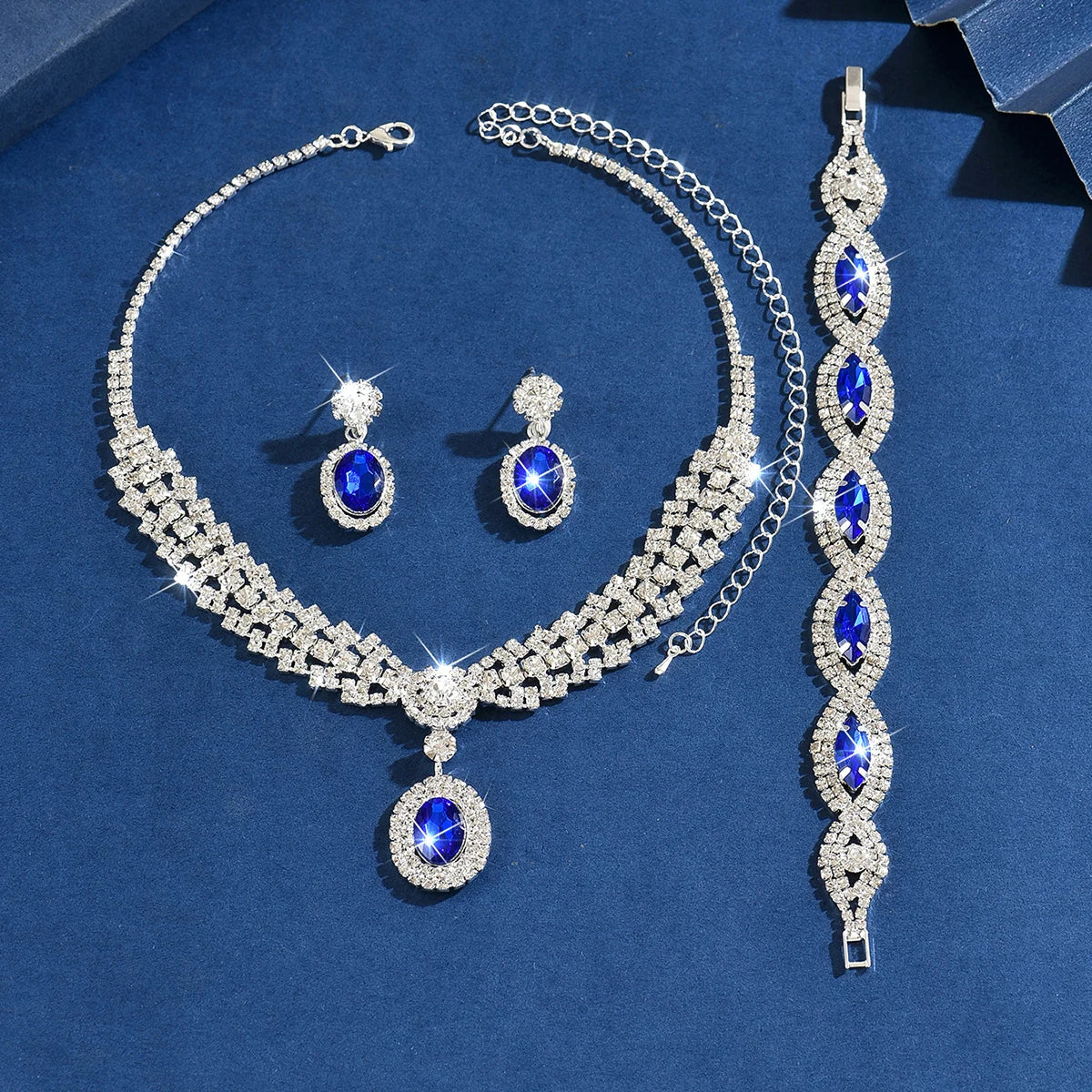 Diamond Set Necklace, Earrings, Bracelet, Bridal, Wedding,