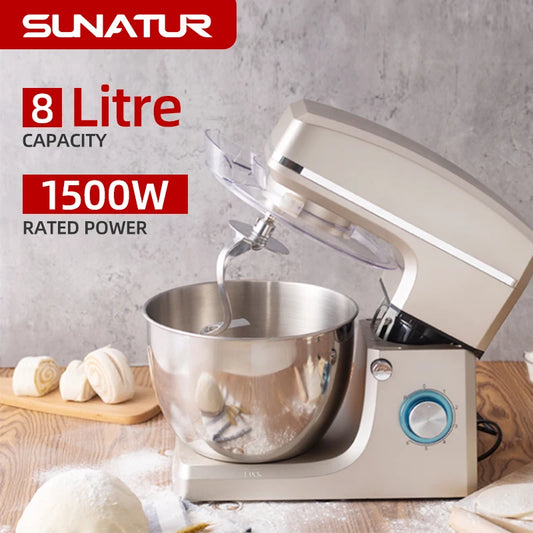 SUNATUR 8L Stand Mixer 1500w Electric Food Processor Commercial auto Dough Kneader