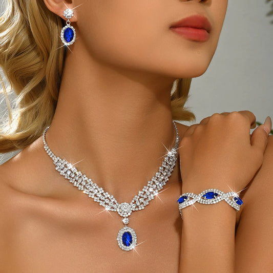 Diamond Set Necklace, Earrings, Bracelet, Bridal, Wedding,