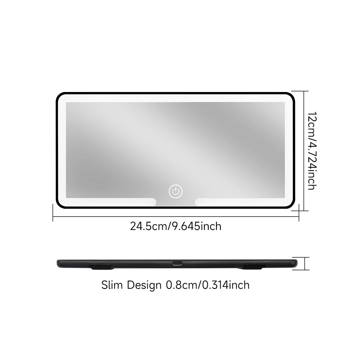 LED Car Makeup Mirror, Hanging Mirror, Ultra Thin USB Charge, Autom Cosmetic Mirror, Touch Screen