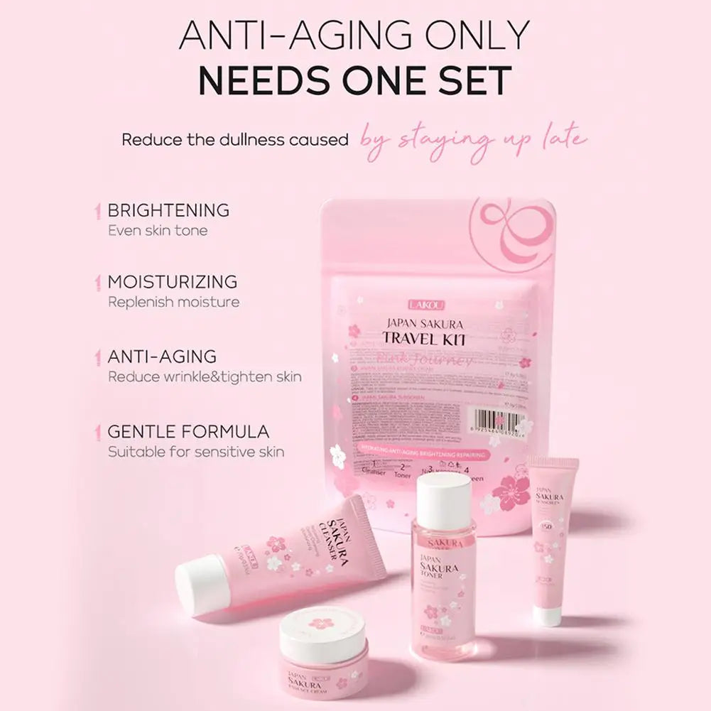 Sakura Skin Care Sets & Kits With Cleanser,Serum,Eye Cream,essence Cream Beauty Products For Women