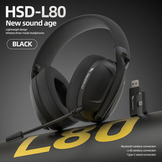 SMAILWOLF L80 Bluetooth wireless three-mode gaming headset, lightweight 185g plug-in microphone e-sports gaming headset