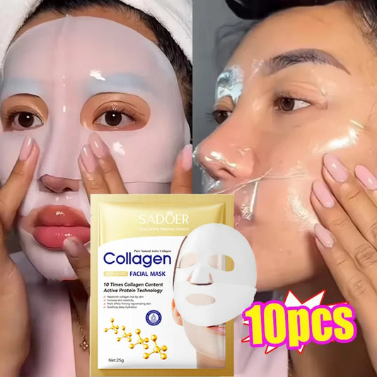 10pcs Korean Collagen Anti Wrinkle Facial Mask Skin Moisturizing Brightening Skincare Mask