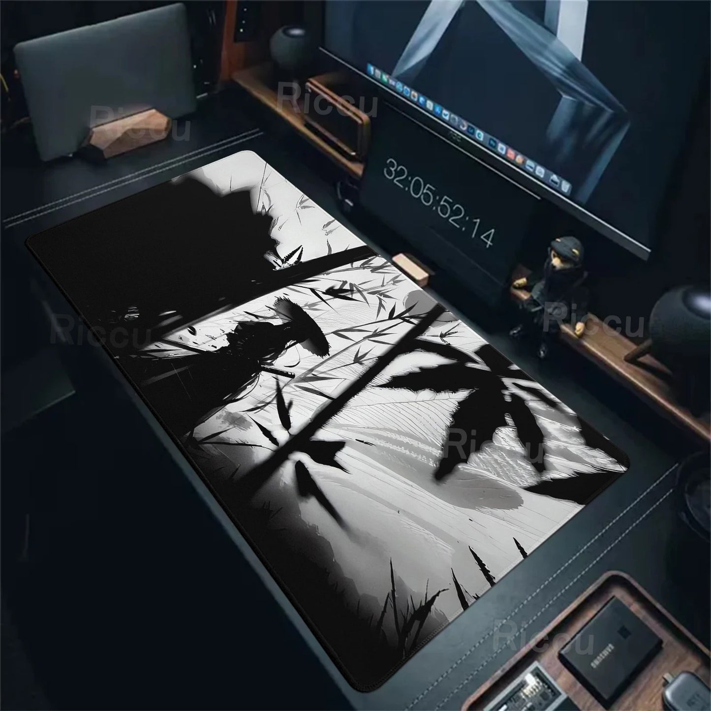 Black White Samurai Warrior Mouse Pad Desk Accessories Gamer Keyboard Table Mat Office Company Mousepad Gaming Laptop Accessory