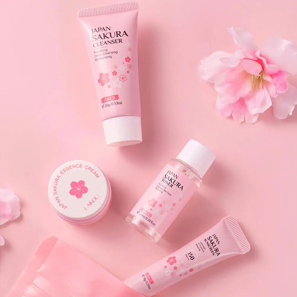 Sakura Skin Care Sets & Kits With Cleanser,Serum,Eye Cream,essence Cream Beauty Products For Women
