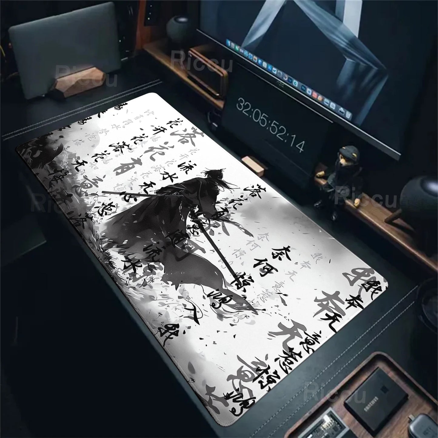 Black White Samurai Warrior Mouse Pad Desk Accessories Gamer Keyboard Table Mat Office Company Mousepad Gaming Laptop Accessory