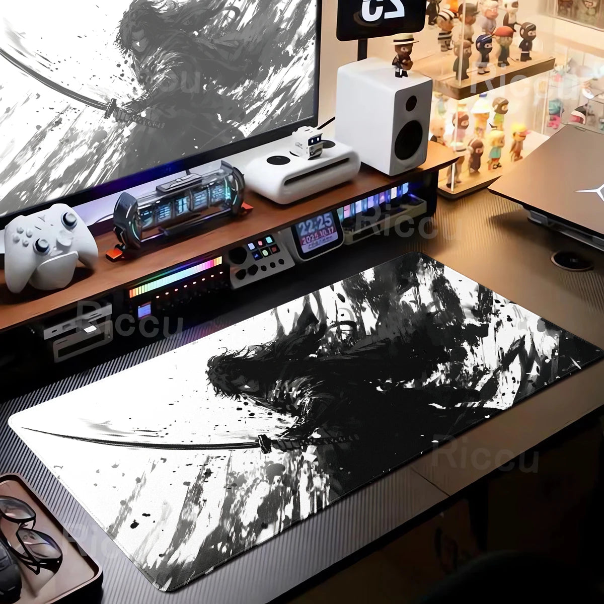 Black White Samurai Warrior Mouse Pad Desk Accessories Gamer Keyboard Table Mat Office Company Mousepad Gaming Laptop Accessory