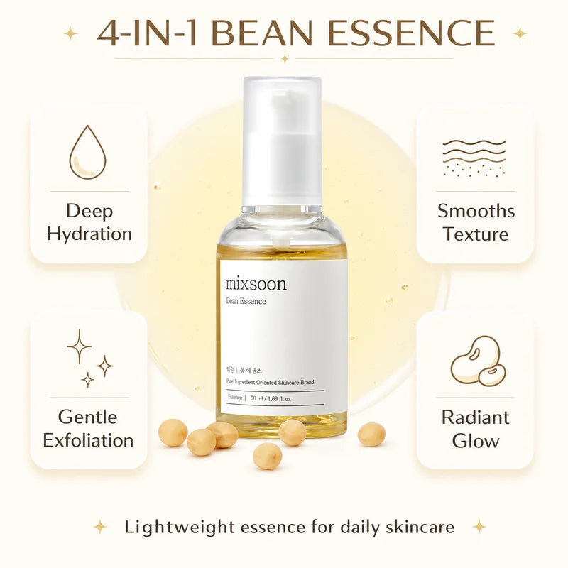 Korean Skin Care Mixsoon Bean Essence Hyaluronic Acid Exfoliating Facial Serum
