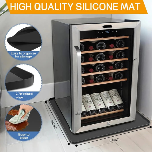 Appliance Mat, Silicone Raised Edge Anti-Slip Drip Proof Floor Guard for Small Fridge Washing Machine