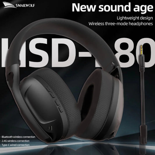 SMAILWOLF L80 Bluetooth wireless three-mode gaming headset, lightweight 185g plug-in microphone e-sports gaming headset