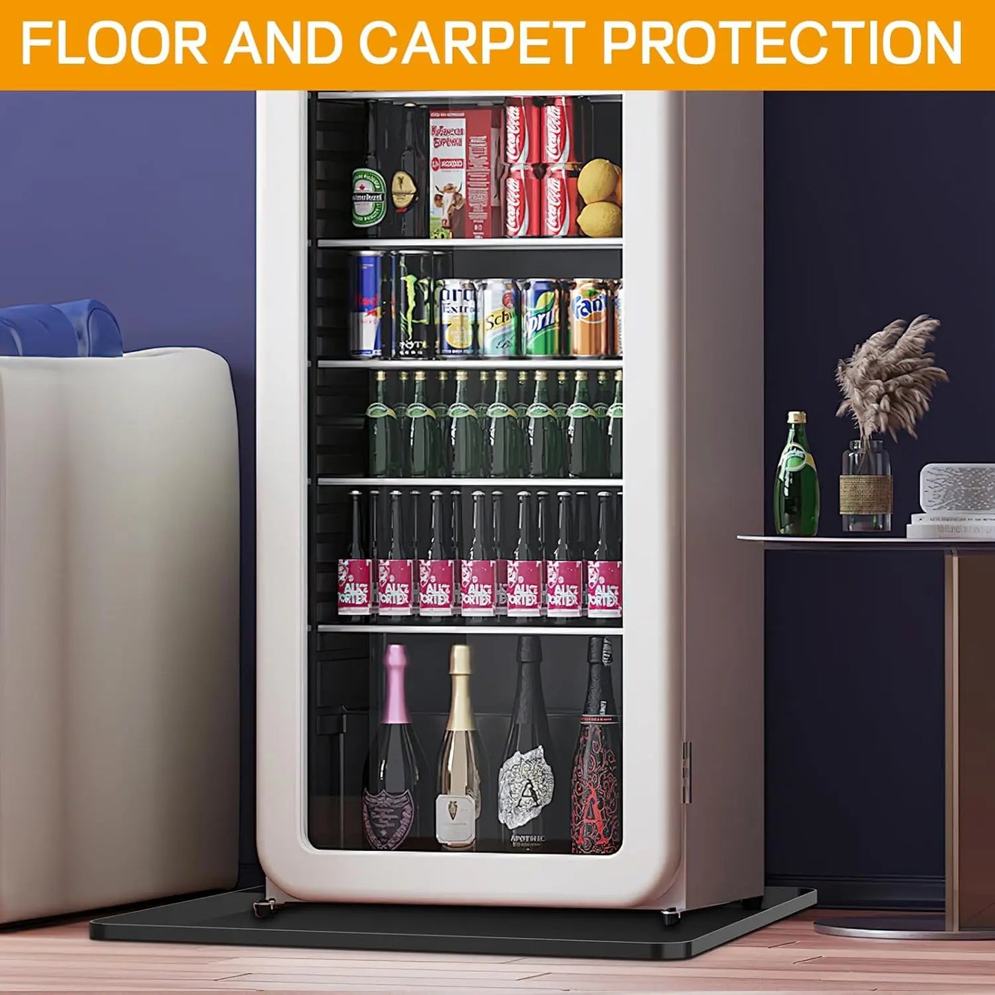 Appliance Mat, Silicone Raised Edge Anti-Slip Drip Proof Floor Guard for Small Fridge Washing Machine