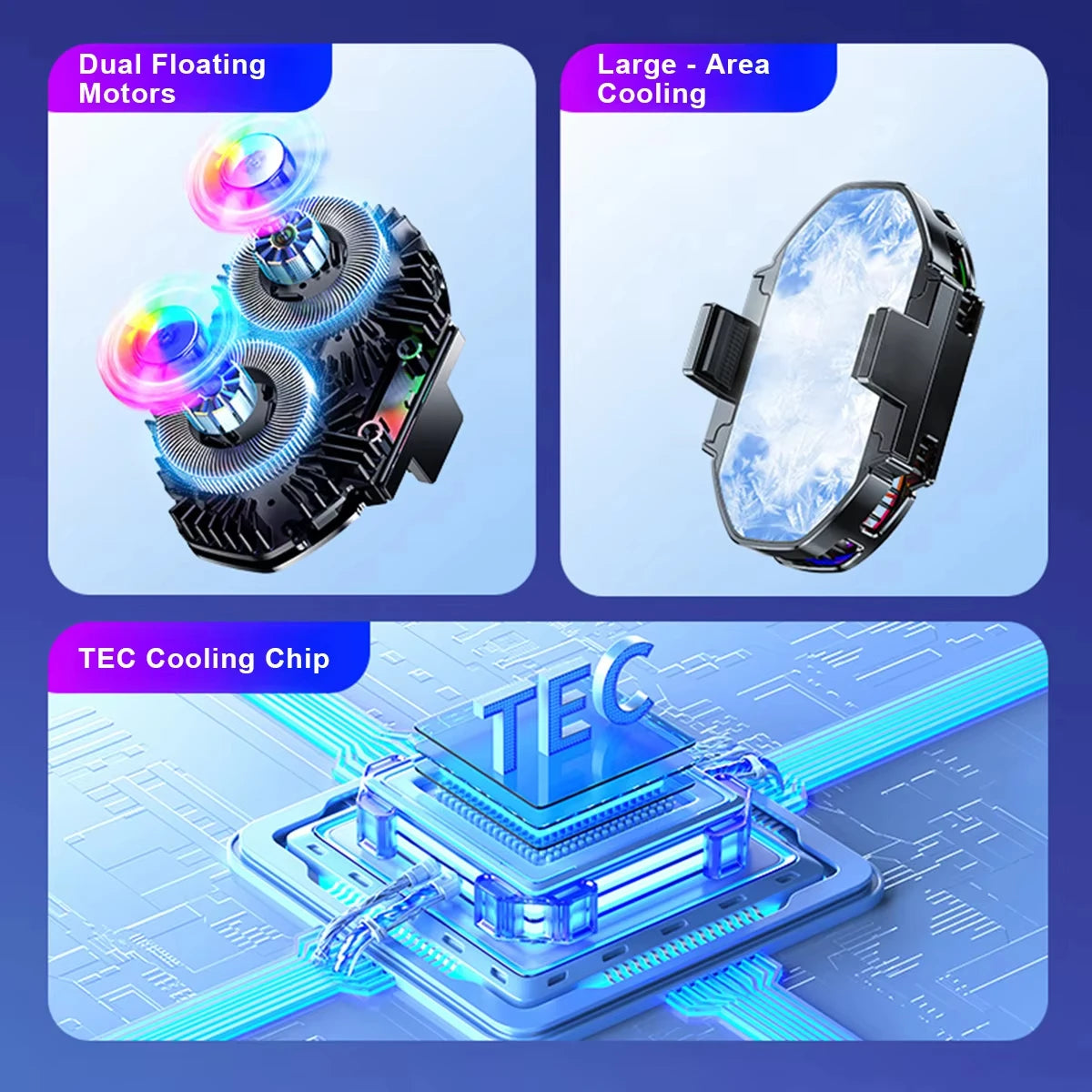 Mobile Phone Cooler Dual Fan Cooling Mobile Gaming E-Sports Cooling