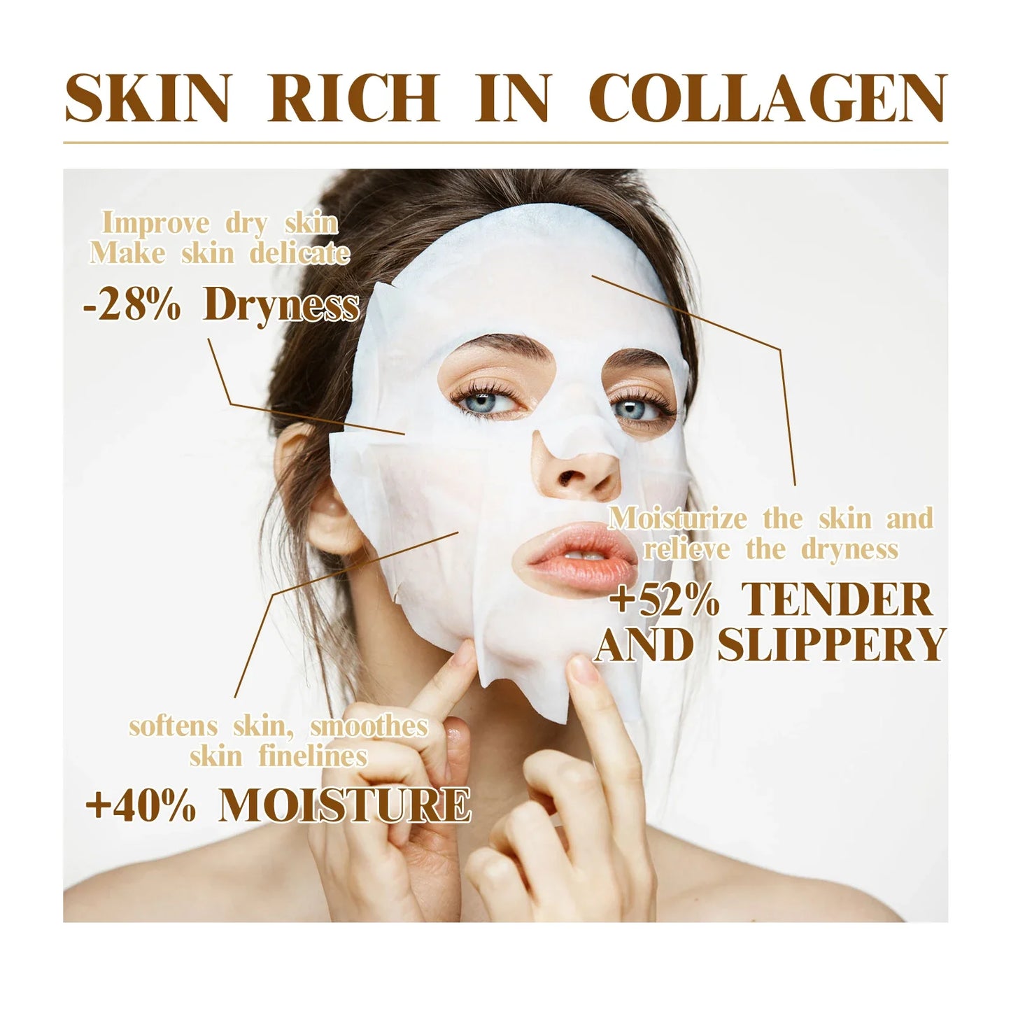 10pcs Korean Collagen Anti Wrinkle Facial Mask Skin Moisturizing Brightening Skincare Mask