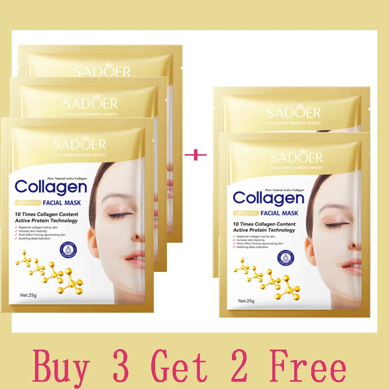 10pcs Korean Collagen Anti Wrinkle Facial Mask Skin Moisturizing Brightening Skincare Mask