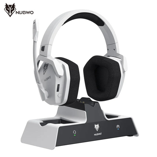 NUBWO G06 Wireless Headsets Gamer with Charging Station for Headset and PS5 Controller Long Battery Life