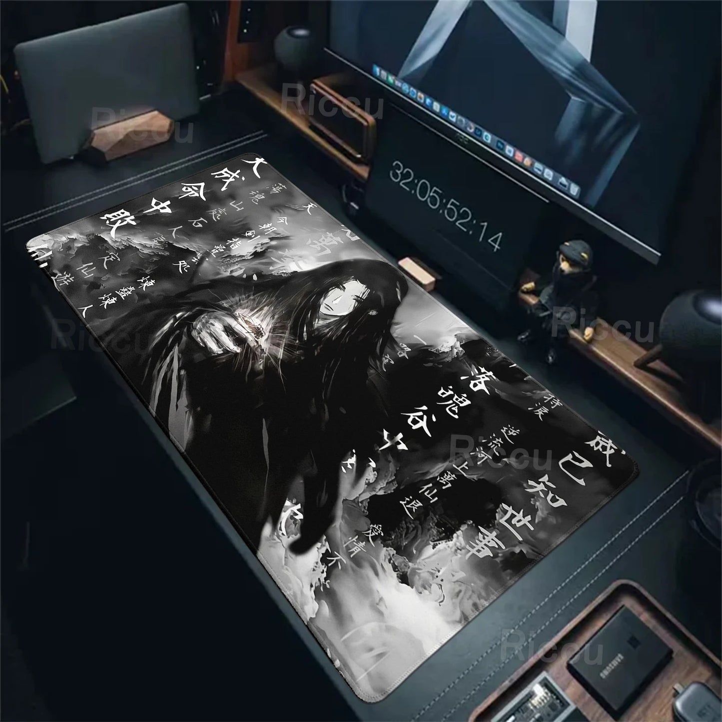 Black White Samurai Warrior Mouse Pad Desk Accessories Gamer Keyboard Table Mat Office Company Mousepad Gaming Laptop Accessory