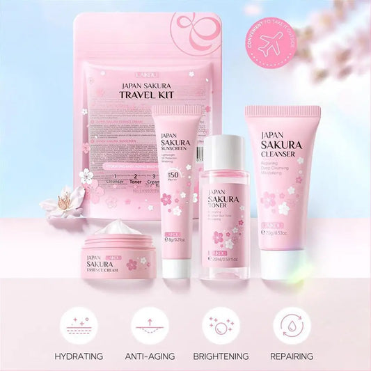 Sakura Skin Care Sets & Kits With Cleanser,Serum,Eye Cream,essence Cream Beauty Products For Women