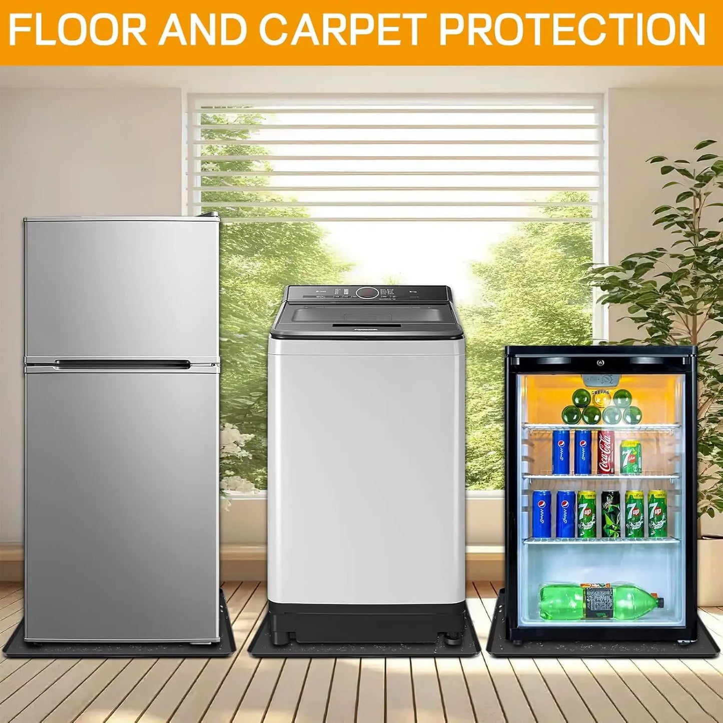 Appliance Mat, Silicone Raised Edge Anti-Slip Drip Proof Floor Guard for Small Fridge Washing Machine
