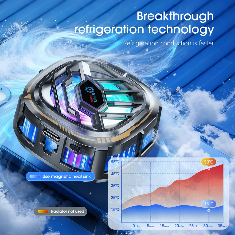 2-in-1 Magnetic Mobile Phone Cooler Back-Clip Game Live Cooler Semiconductor Cooling Fan for IOS Android Smart Phone Radiator