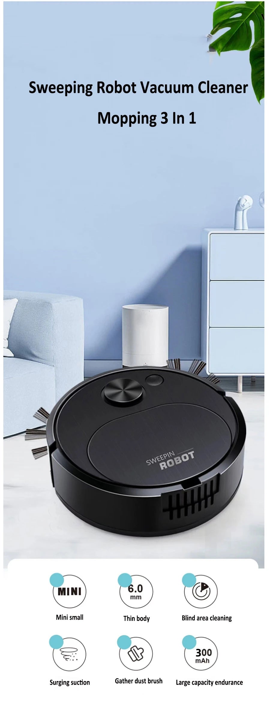 USB Sweeping Robot Vacuum Cleaner 3 In 1 wireless robot
