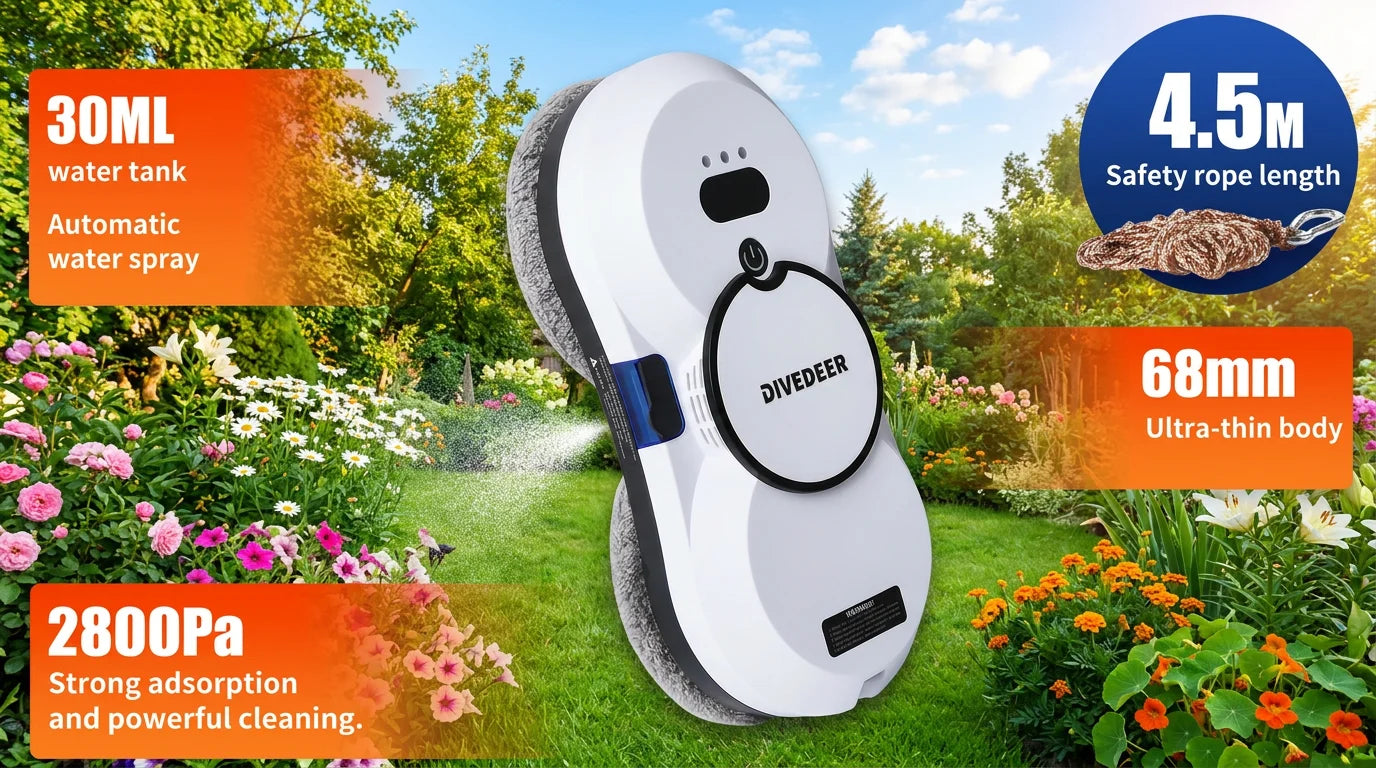 Automatic water spraying function robot , anti drop magnetic glass cleaning machine
